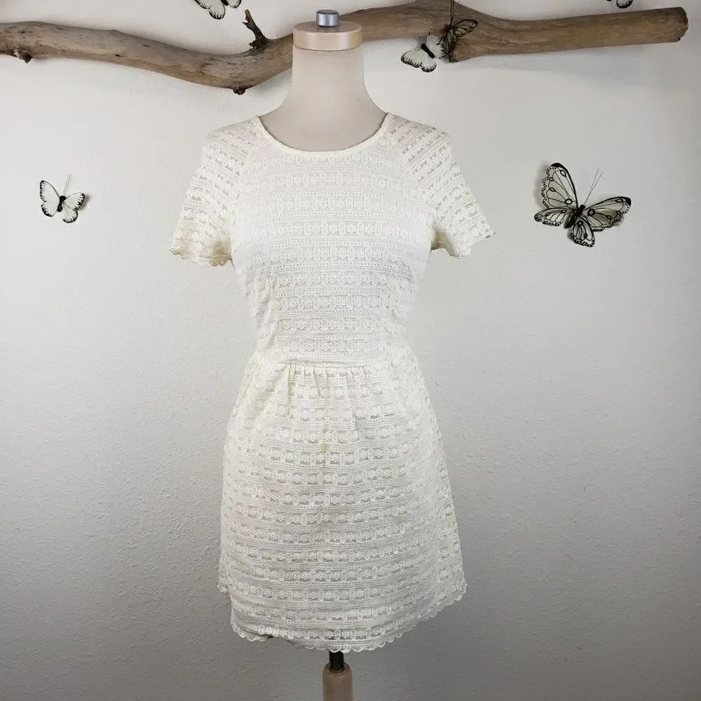 Free people white lace short sleeveini dress
